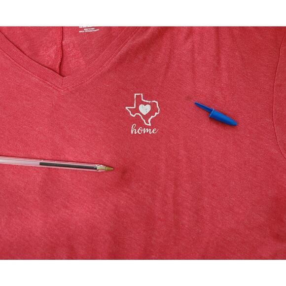 State of Mine Red V Neck Texas Graphic T-Shirt Large Lightweight Soft Stretchy - Picture 3 of 6